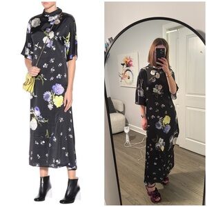 Acne studios dilona Black purple Floral Maxi Dress size 36